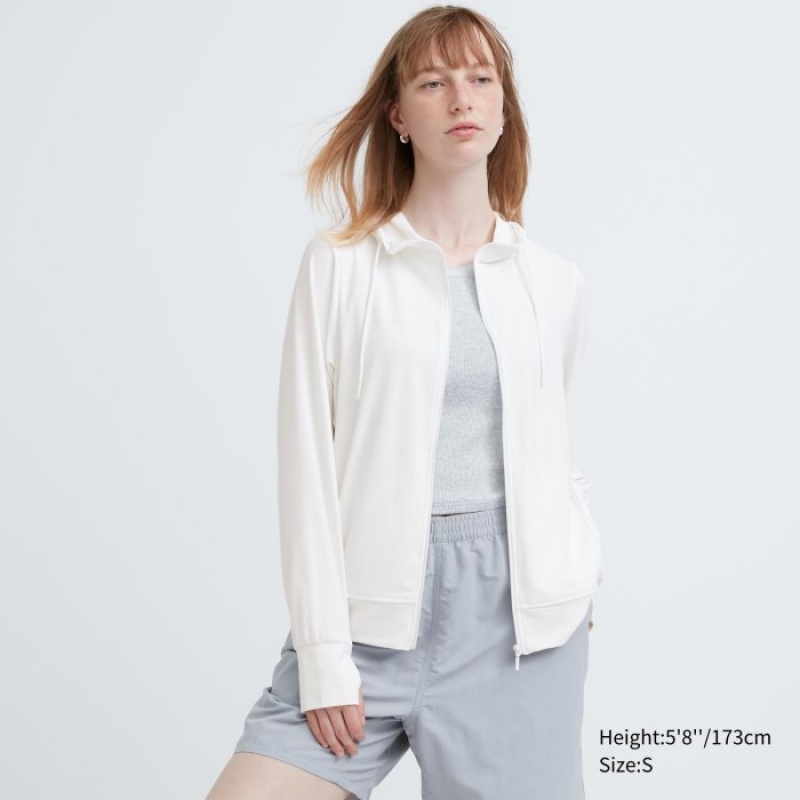 Sweat a Capuche Uniqlo AIRism Mesh UV Protection Full-Zip Femme Blanche | 9992279