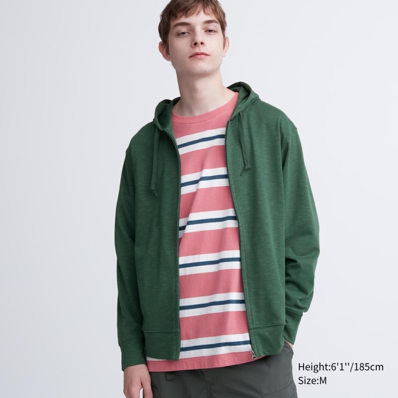 Sweat a Capuche Uniqlo Airism Uv Protection Full-zip Homme Vert | 4837461