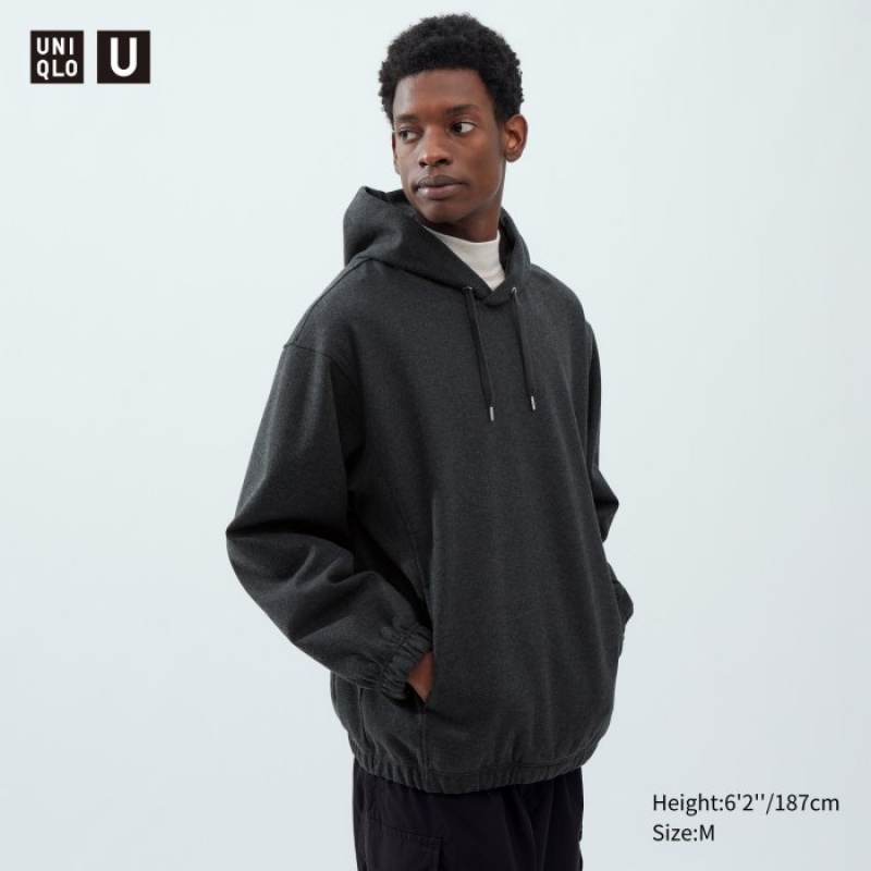 Sweat a Capuche Uniqlo Brushed Jersey Long-Sleeve Femme Grise | 192830