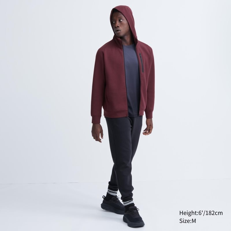 Sweat a Capuche Uniqlo Dry Stretch Sweat Long-sleeve Full-zip Homme Bordeaux | 8119061
