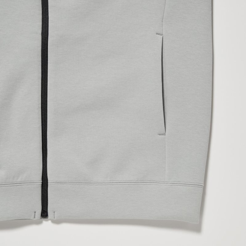 Sweat a Capuche Uniqlo Dry Stretch Sweat Long-sleeve Full-zip Homme Grise | 124796