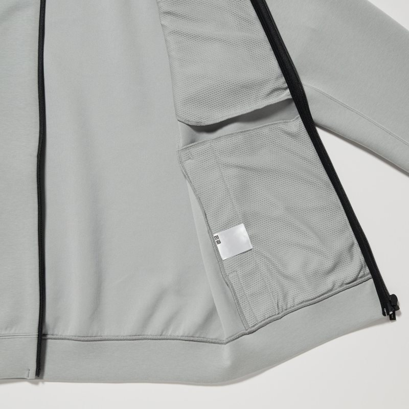 Sweat a Capuche Uniqlo Dry Stretch Sweat Long-sleeve Full-zip Homme Grise | 124796