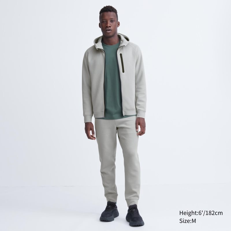 Sweat a Capuche Uniqlo Dry Stretch Sweat Long-sleeve Full-zip Homme Grise | 124796