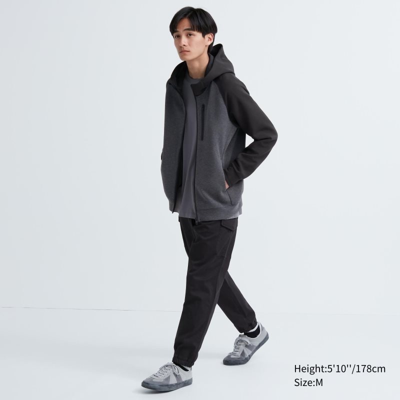 Sweat a Capuche Uniqlo Dry Stretch Sweat Full-zip Color Block Homme Grise | 4810612