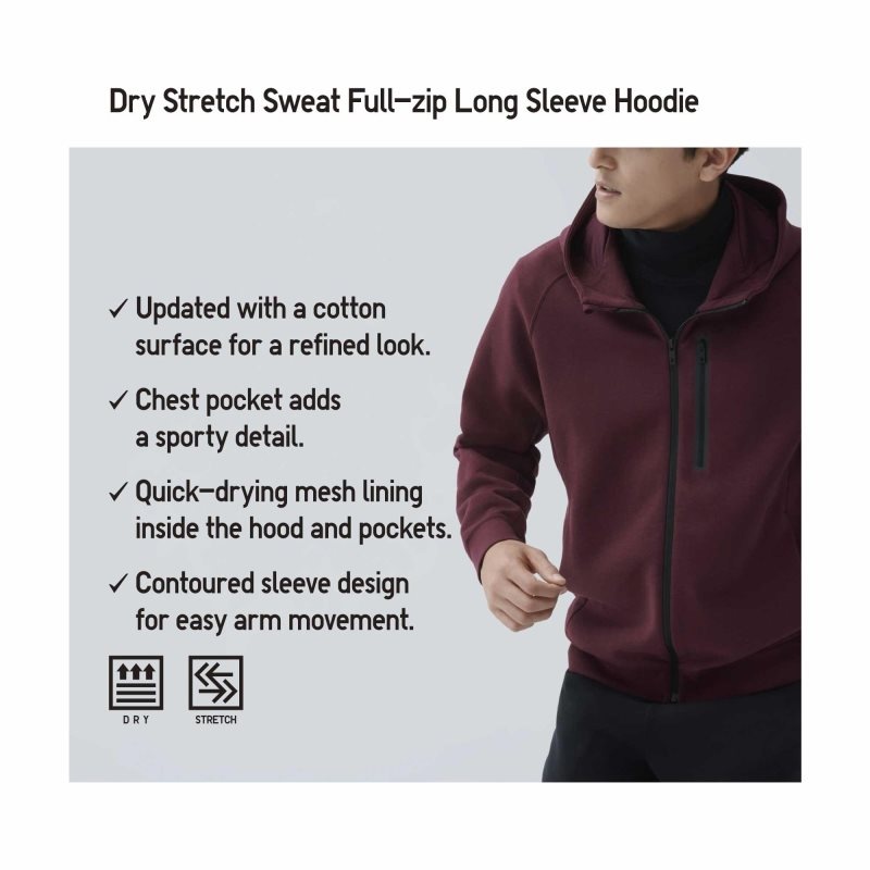Sweat a Capuche Uniqlo Dry Stretch Sweat Full-zip Color Block Homme Grise | 4810612