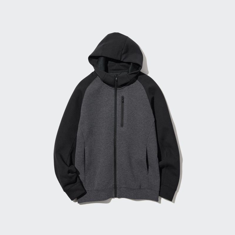 Sweat a Capuche Uniqlo Dry Stretch Sweat Full-zip Color Block Homme Grise | 4810612