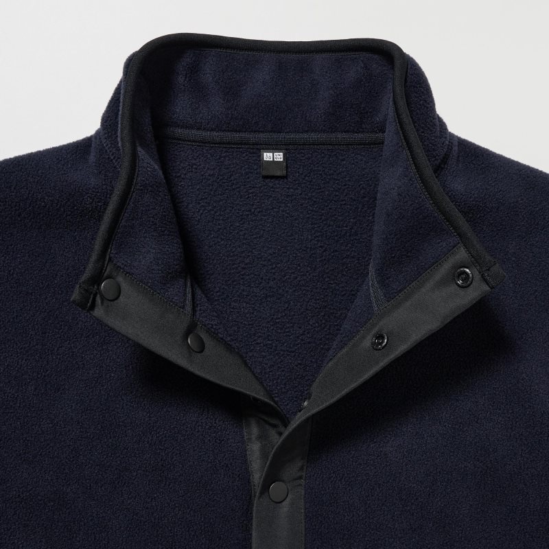 Sweat a Capuche Uniqlo Fleece Button Up Long Sleeve Pullover Homme Noir | 9539712