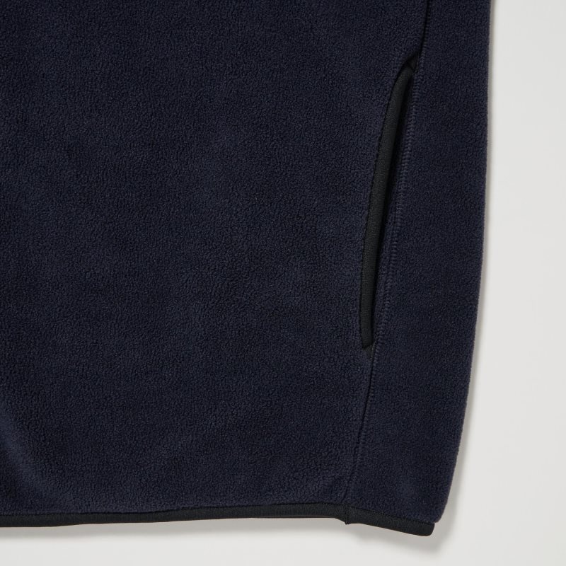 Sweat a Capuche Uniqlo Fleece Button Up Long Sleeve Pullover Homme Noir | 9539712
