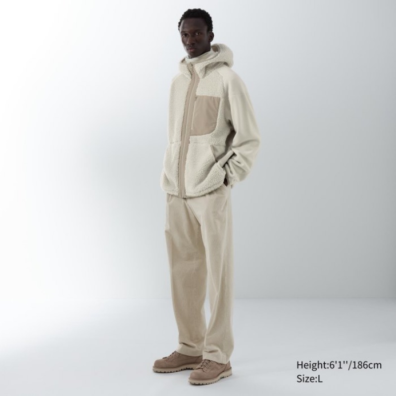 Sweat a Capuche Uniqlo Fleece Full-Zip Long-Sleeve Femme Blanche | 3584652