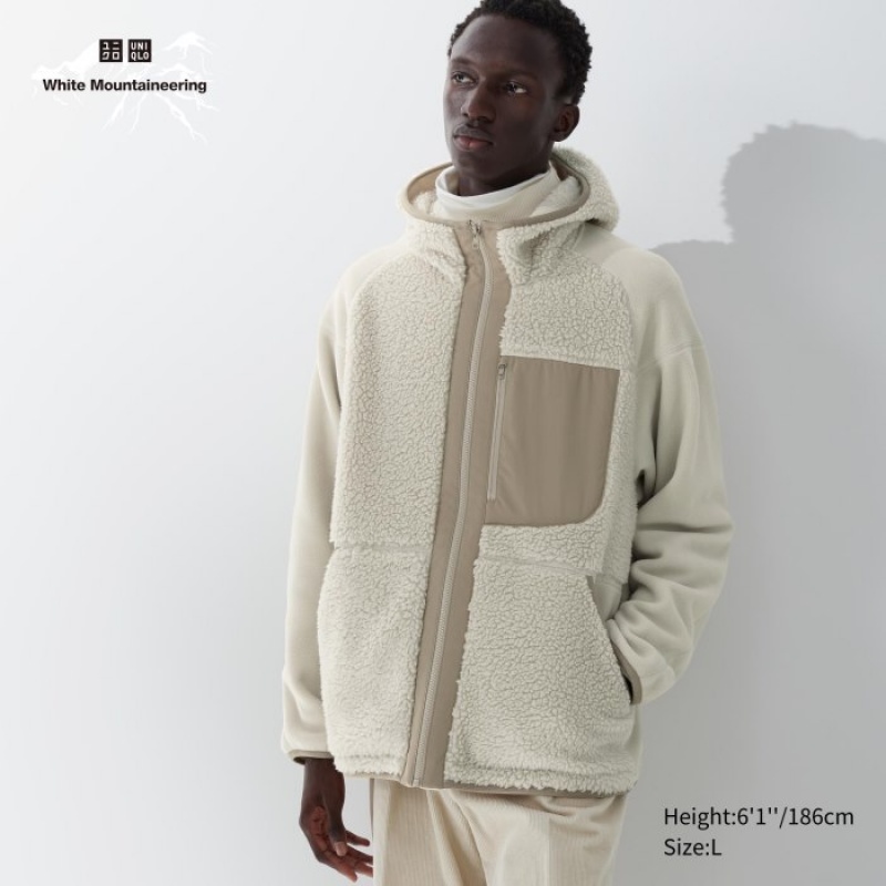 Sweat a Capuche Uniqlo Fleece Full-Zip Long-Sleeve Femme Blanche | 3584652