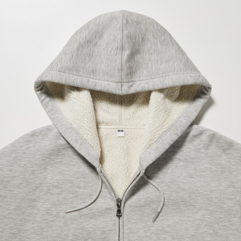 Sweat a Capuche Uniqlo HEATTECH Pile-Lined Sweat Full-Zip Femme Grise | 1223704