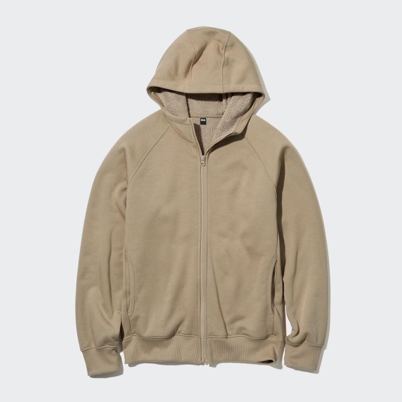 Sweat a Capuche Uniqlo Heattech Pile Lined Sweat Full-zip Homme Kaki | 2885710