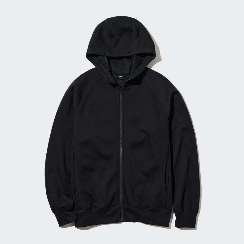 Sweat a Capuche Uniqlo Heattech Pile Lined Sweat Full-zip Homme Noir | 6785135