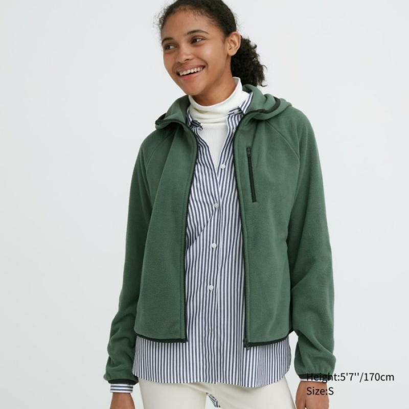 Sweat a Capuche Uniqlo Light Fleece Full-Zip Femme Vert | 4508805