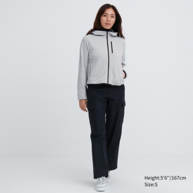Sweat a Capuche Uniqlo Light Fleece Full-Zip Femme Grise | 4386975