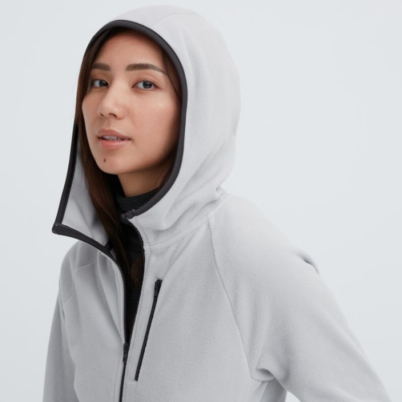 Sweat a Capuche Uniqlo Light Fleece Full-Zip Femme Grise | 4386975