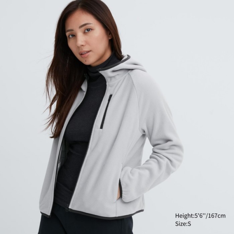 Sweat a Capuche Uniqlo Light Fleece Full-Zip Femme Grise | 4386975