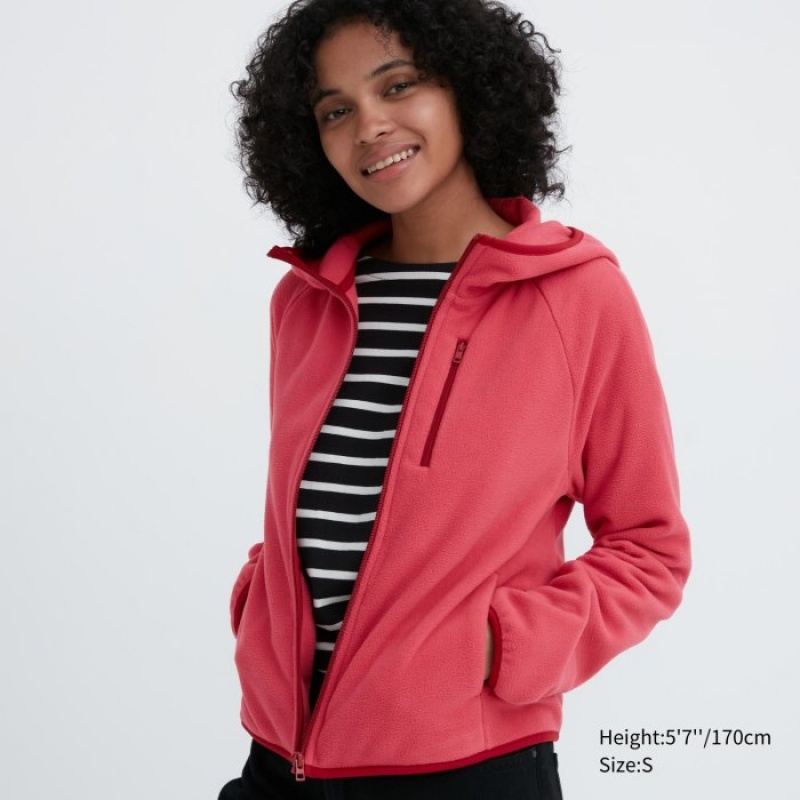 Sweat a Capuche Uniqlo Light Fleece Full-Zip Femme Rouge | 5582979