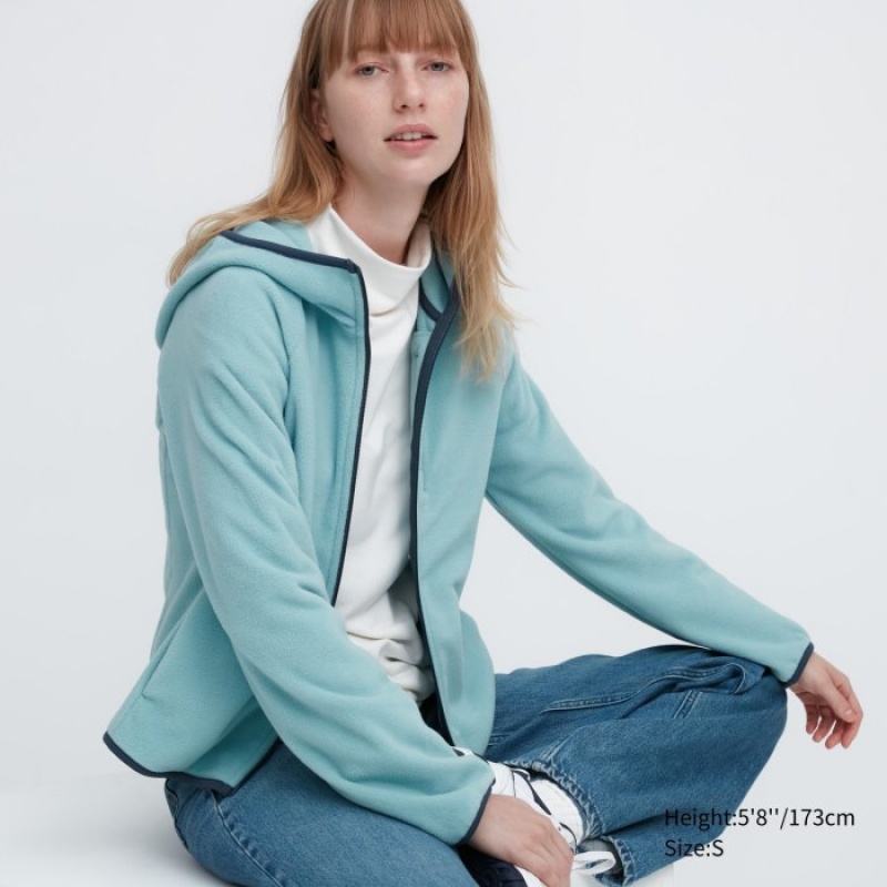 Sweat a Capuche Uniqlo Light Fleece Full-Zip Femme Bleu | 2067166