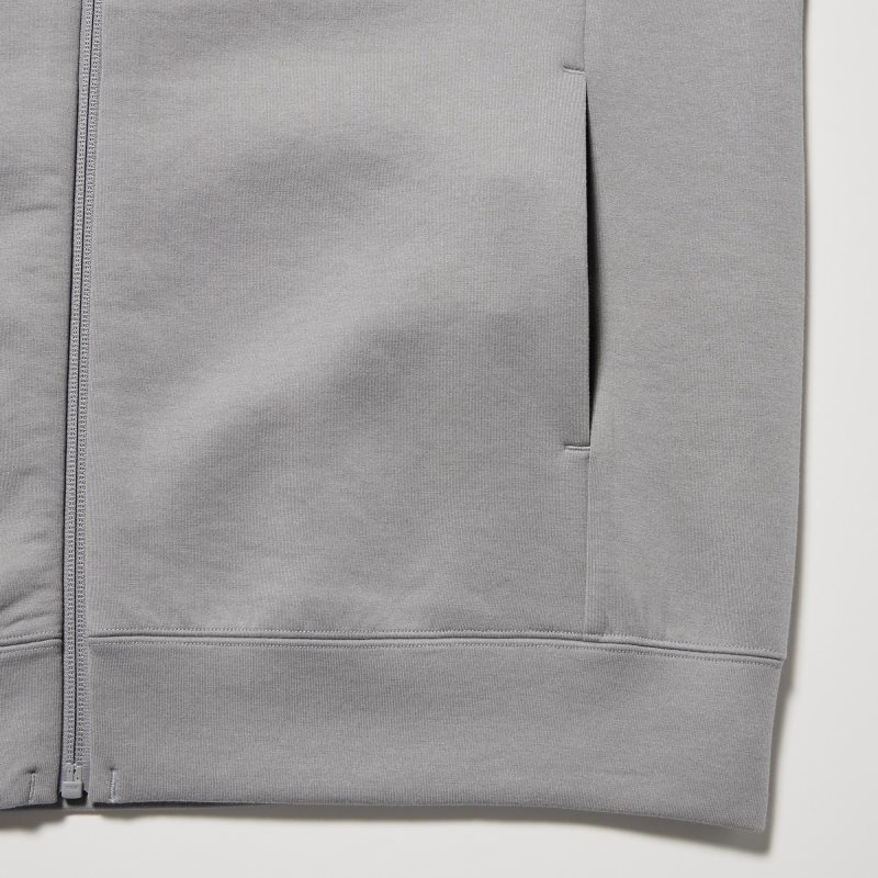 Sweat a Capuche Uniqlo Stretch Dry Sweat Long-sleeve Full-zip Homme Grise | 7860917