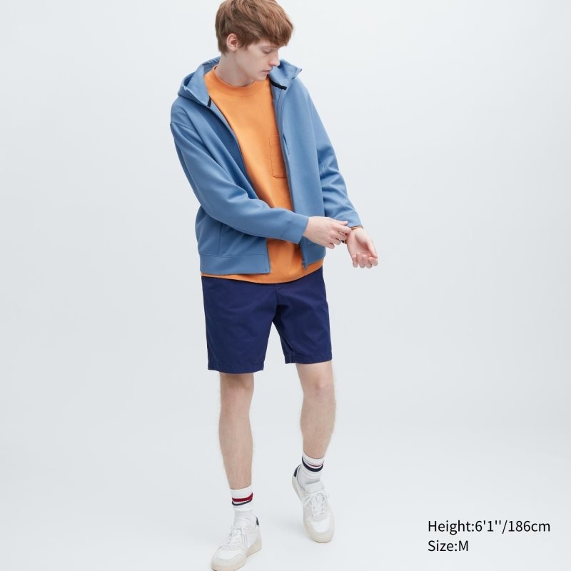 Sweat a Capuche Uniqlo Stretch Dry Sweat Long-sleeve Full-zip Homme Bleu | 9923363