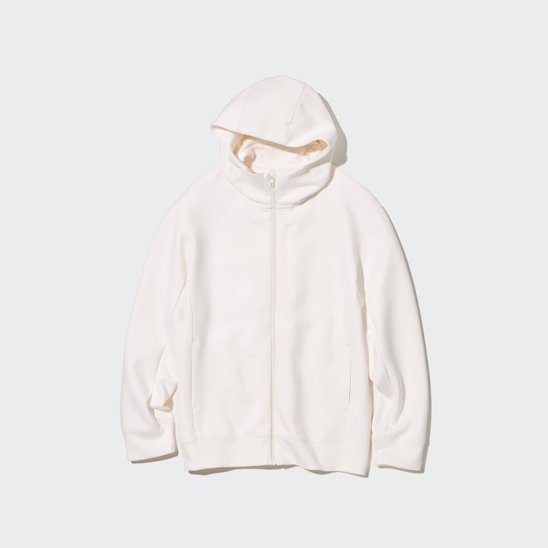 Sweat a Capuche Uniqlo Stretch Dry Sweat Long-sleeve Full-zip Homme Blanche | 2350602