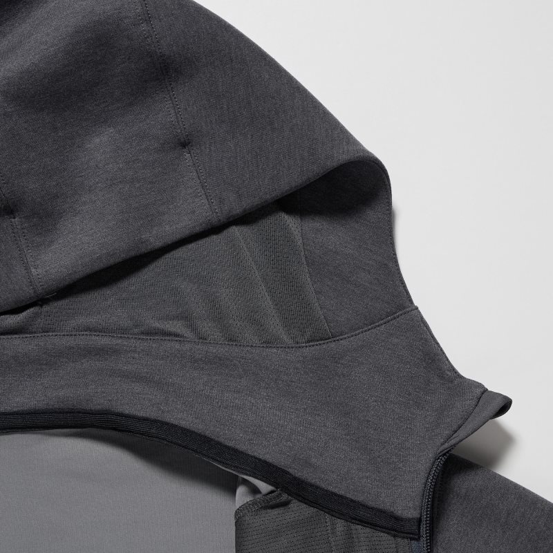 Sweat a Capuche Uniqlo Stretch Dry Sweat Long-sleeve Full-zip Homme Noir | 2298448