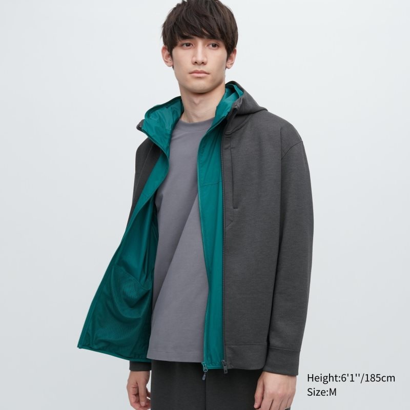 Sweat a Capuche Uniqlo Stretch Dry Sweat Long-sleeve Full-zip Homme Grise | 5054723