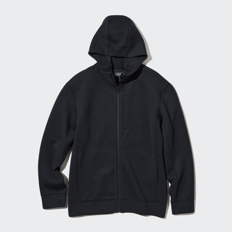Sweat a Capuche Uniqlo Stretch Dry Sweat Long-sleeve Full-zip Homme Noir | 5672336
