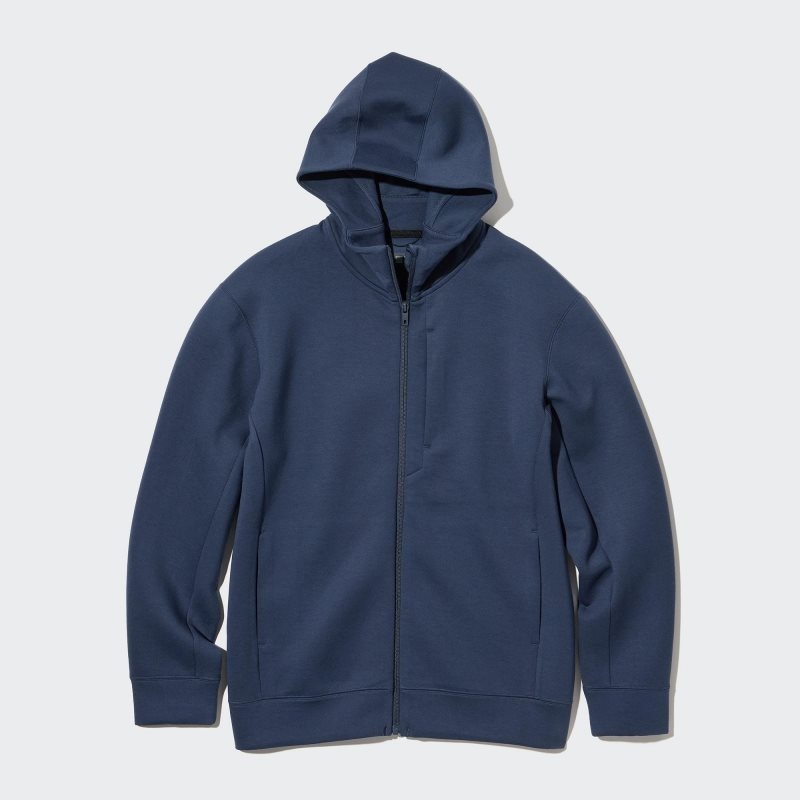 Sweat a Capuche Uniqlo Stretch Dry Sweat Long-sleeve Full-zip Homme Bleu | 2317529