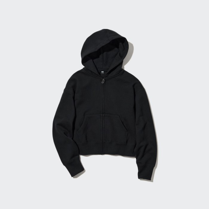 Sweat a Capuche Uniqlo Sweat Full-Zip Long-Sleeve Femme Noir | 126837