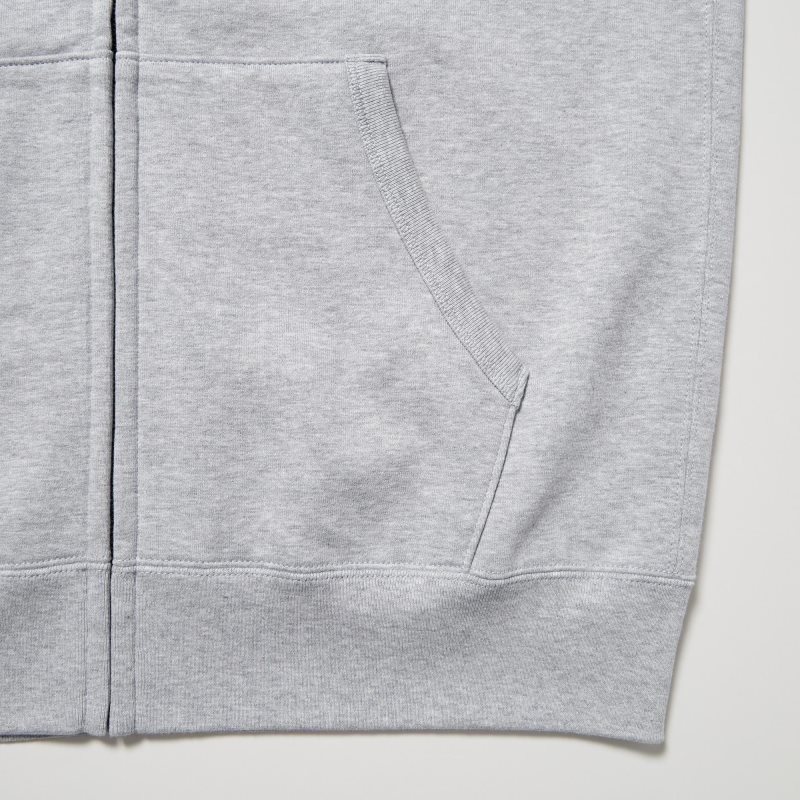 Sweat a Capuche Uniqlo Sweat Full-zip Homme Grise | 8544560
