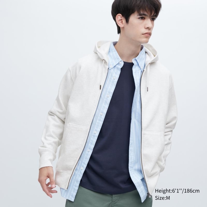 Sweat a Capuche Uniqlo Sweat Full-zip Homme Grise | 8544560