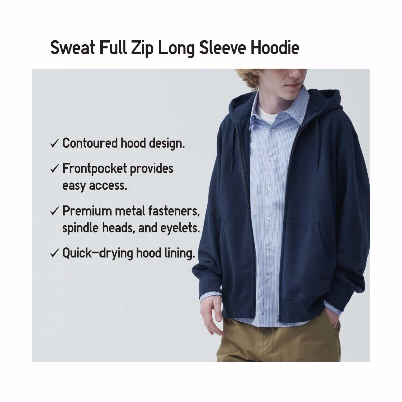 Sweat a Capuche Uniqlo Sweat Long-sleeve Full-zip Homme Vert | 9080700