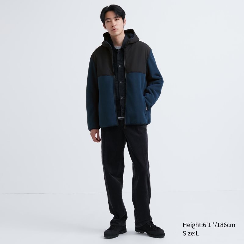 Sweat a Capuche Uniqlo Windproof Outer Fleece Full-zip Homme Noir | 3299450