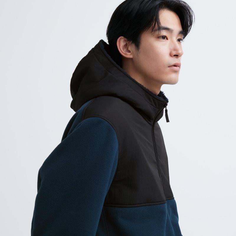 Sweat a Capuche Uniqlo Windproof Outer Fleece Full-zip Homme Noir | 3299450