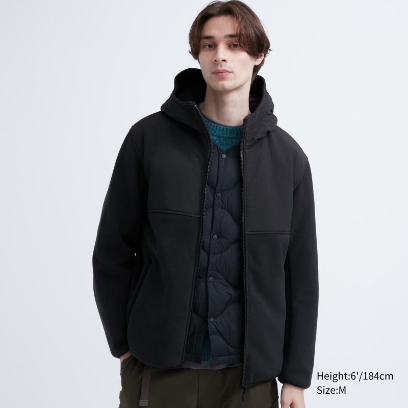 Sweat a Capuche Uniqlo Windproof Outer Fleece Full-zip Homme Noir | 3299450