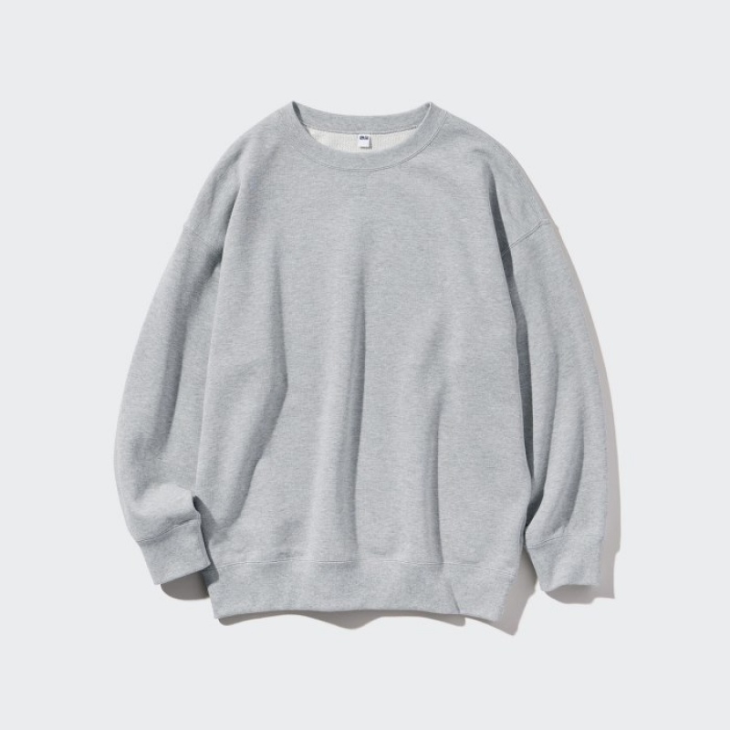 Sweats Uniqlo Crew Neck Long-Sleeve Femme Bleu | 5406527