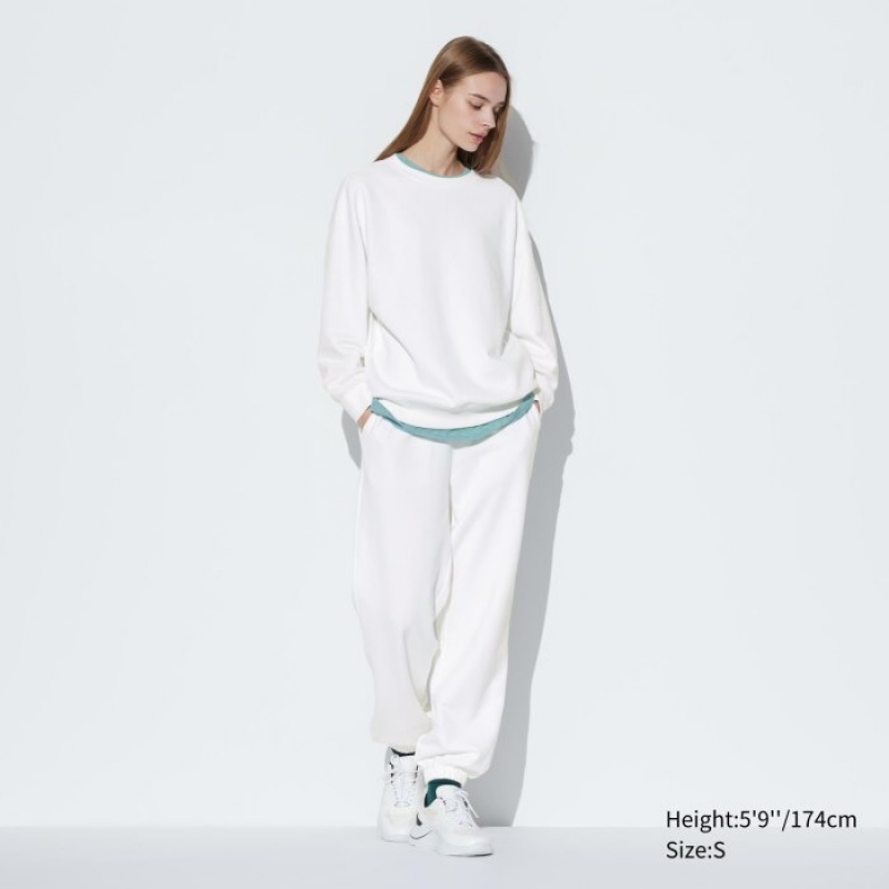 Sweats Uniqlo Crew Neck Long-Sleeve Femme Blanche | 2719785