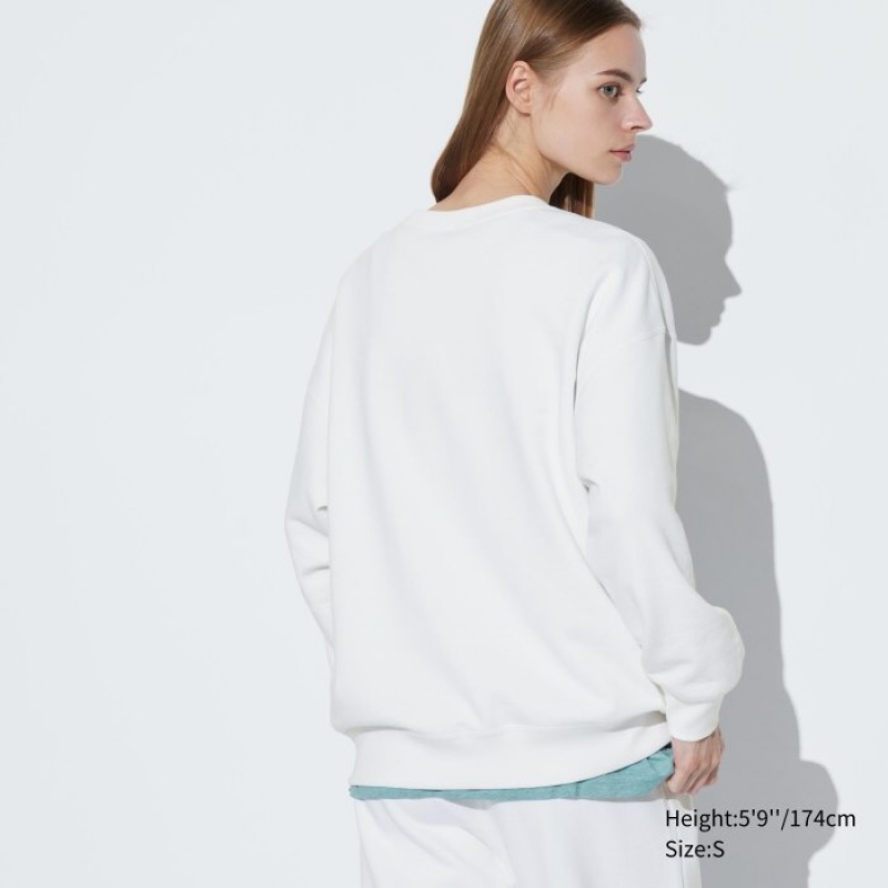 Sweats Uniqlo Crew Neck Long-Sleeve Femme Blanche | 2719785