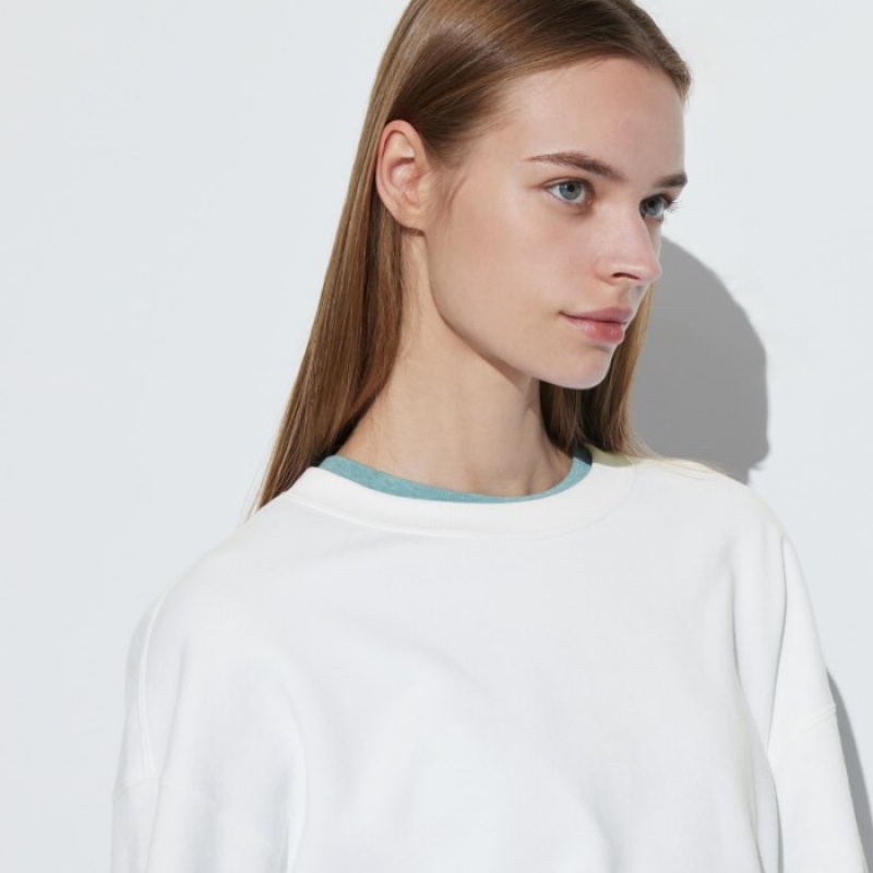 Sweats Uniqlo Crew Neck Long-Sleeve Femme Blanche | 2719785