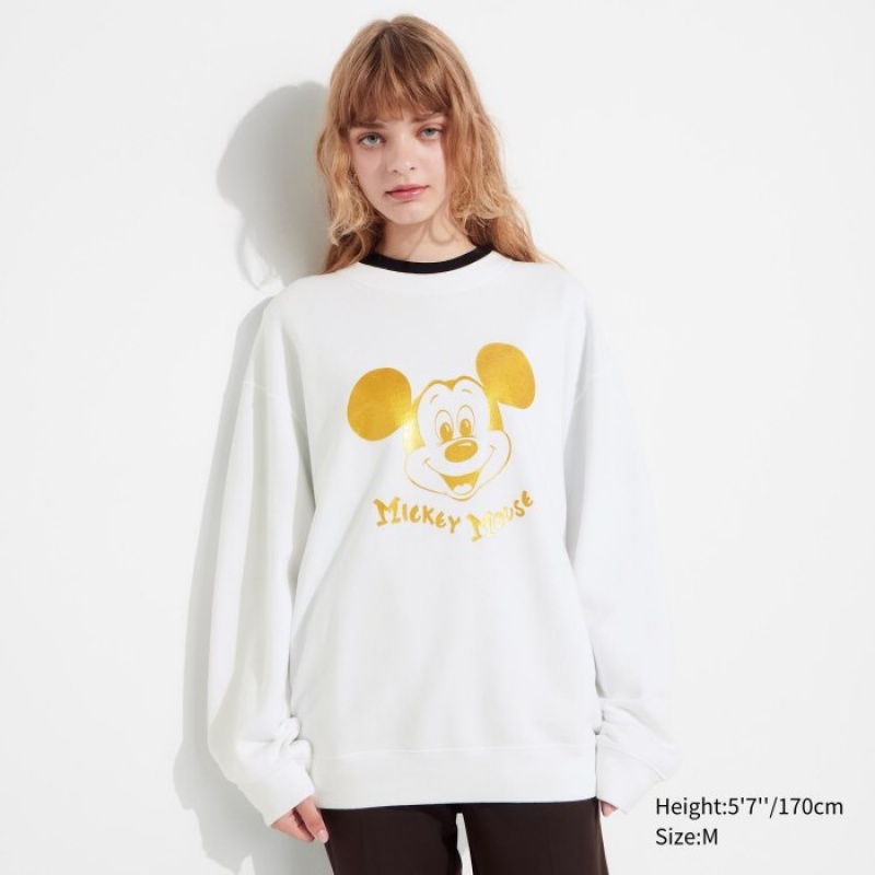 Sweats Uniqlo Mickey Shines Long-Sleeve Femme Blanche | 4330802