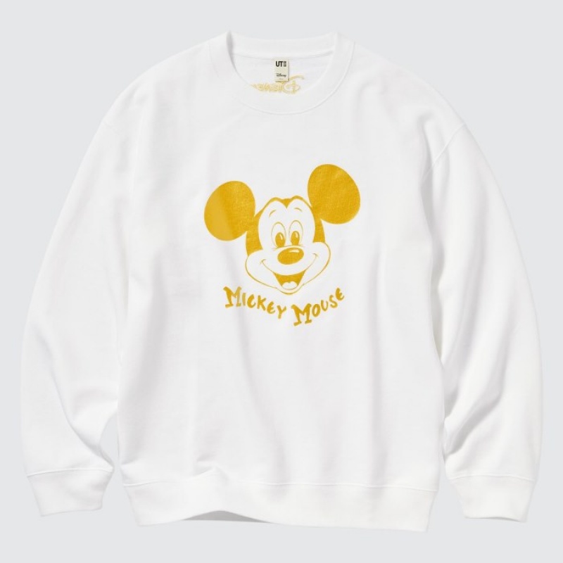Sweats Uniqlo Mickey Shines Long-Sleeve Femme Blanche | 4330802
