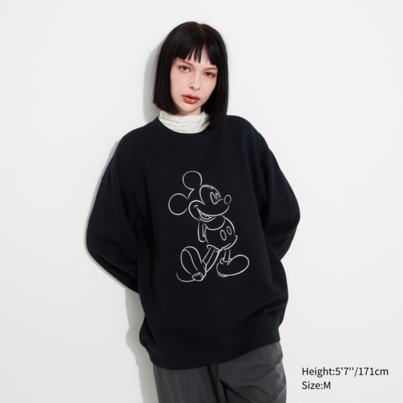 Sweats Uniqlo Mickey Shines Long-Sleeve Femme Noir | 2027622