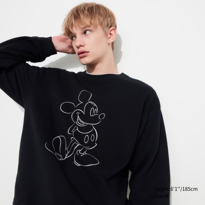 Sweats Uniqlo Mickey Shines Long-Sleeve Femme Noir | 2027622