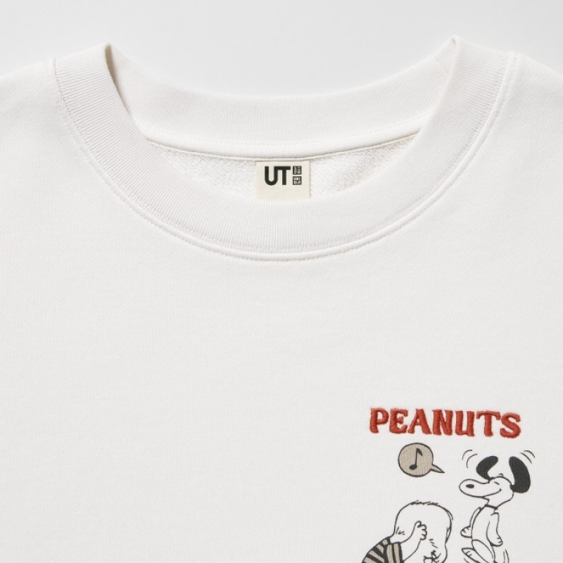 Sweats Uniqlo PEANUTS Dance Time with Snoopy Long-Sleeve Femme Blanche | 6345783