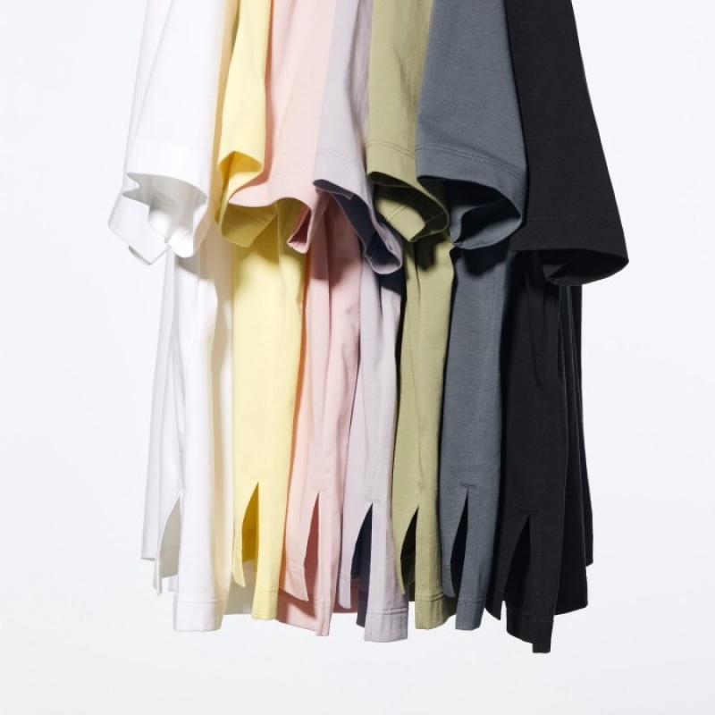 T Shirts Uniqlo AIRism Cotton Short Sleeve Femme Grise | 4426077