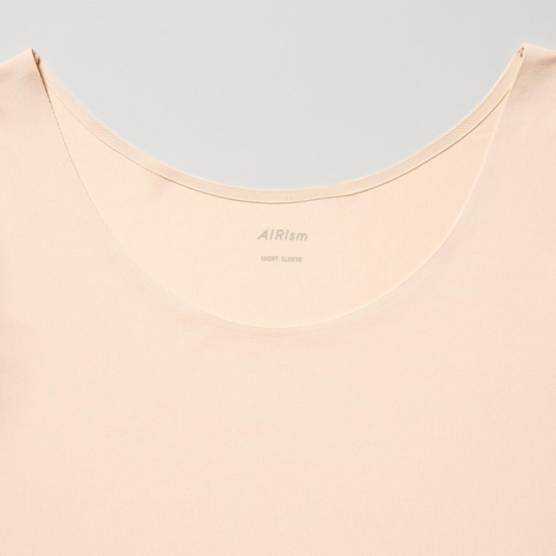 T Shirts Uniqlo AIRism Scoop Neck Short-Sleeve Femme Blanche | 3109142
