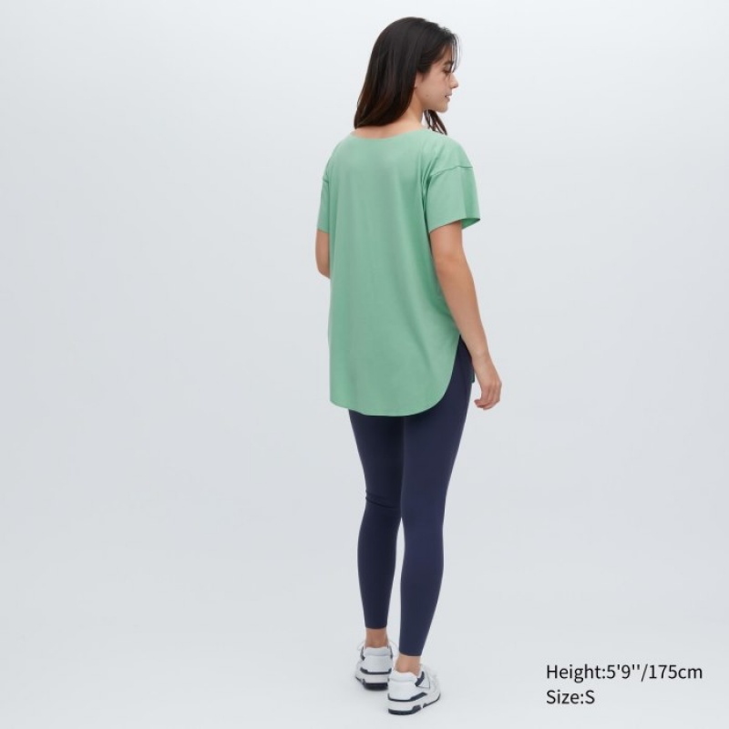 T Shirts Uniqlo AIRism Seamless Boat Neck Short-Sleeve Long Femme Blanche | 3529099