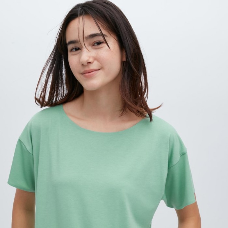 T Shirts Uniqlo AIRism Seamless Boat Neck Short-Sleeve Long Femme Blanche | 3529099